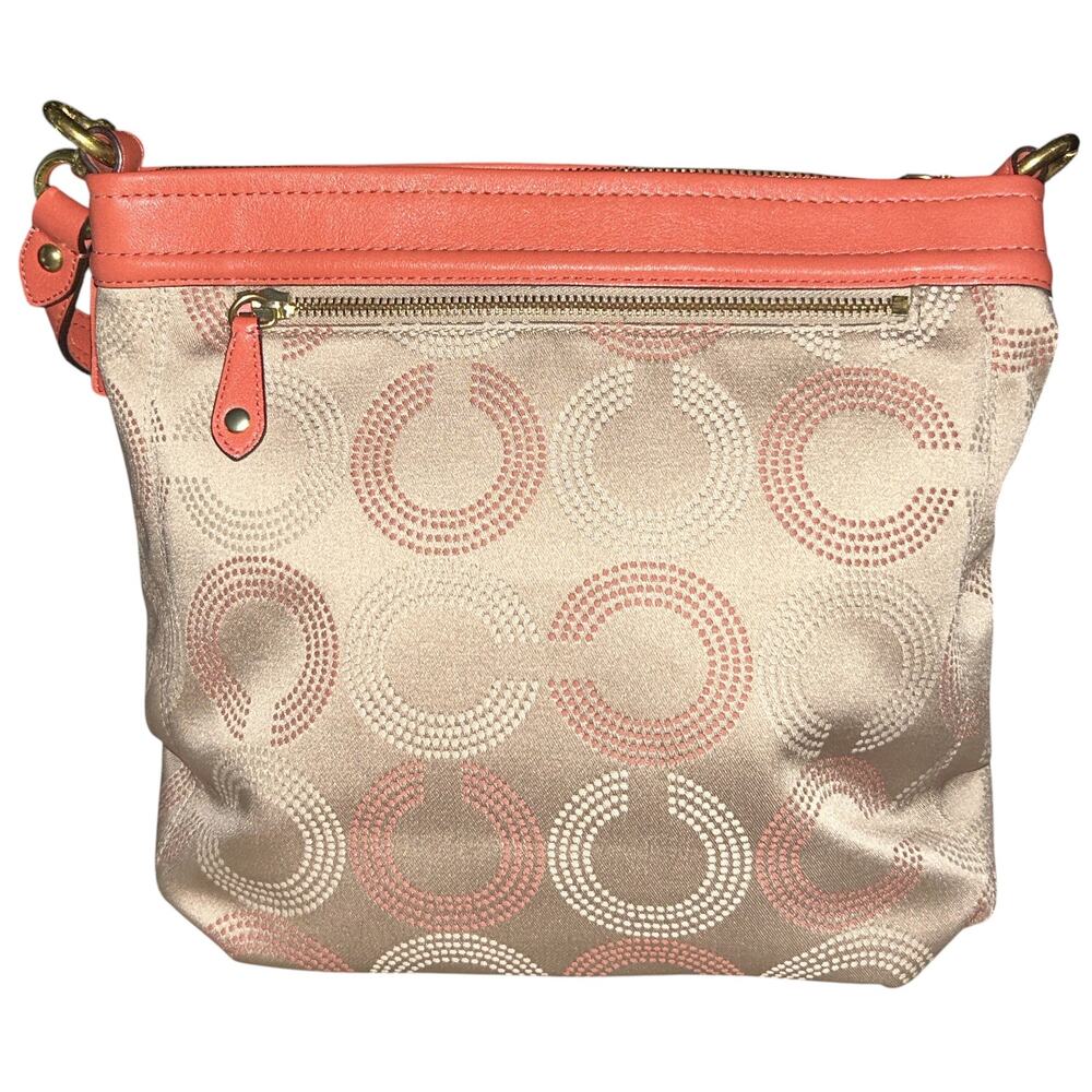 Coach Ashley Dotted Op Art Hippie Khaki & Tearose Jacquard Shoulder Bag F20088 - Picture 5 of 9